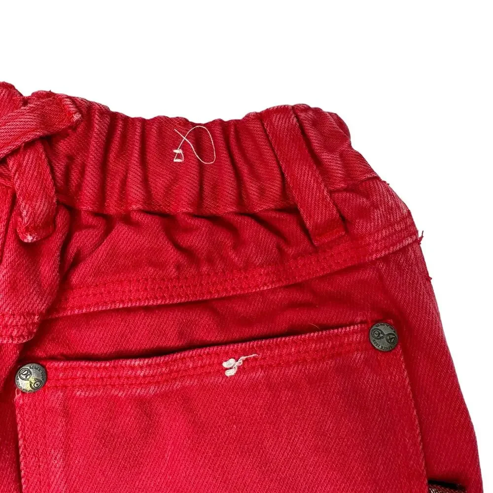 Vintage 90s Girls Shorts Size‎ 4T Red Denim 100% Cotton